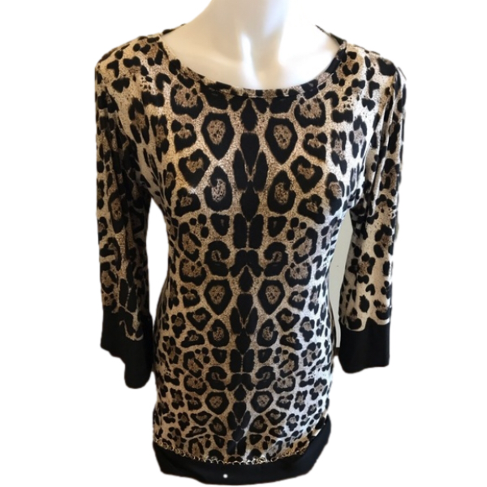 MSK Animal Print Crew Neck MIDI Dress